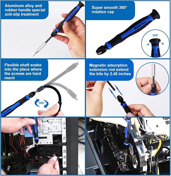 170 in 1 Multifunction Precision Screwdriver Kit, Magnetic Driver Kit with Flexible Shaft, Extension Rod Compatible For Mobile Phone, Game Console, Tablet, Recreational Machines