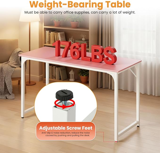 PayLessHere | 47 Inch Computer Desk | Pink | Office Desk - Image 7