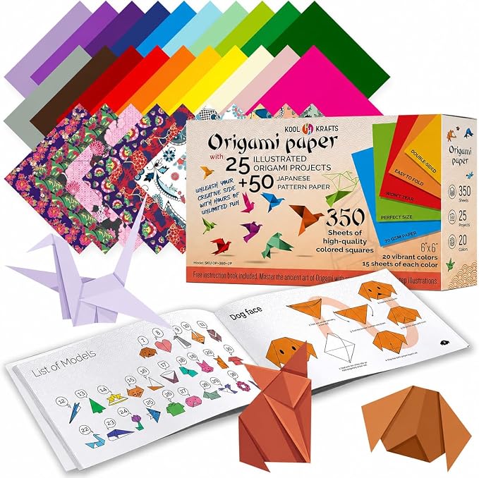 Origami Paper | 350 Origami Paper Kit | Set Includes by KoolKrafts
