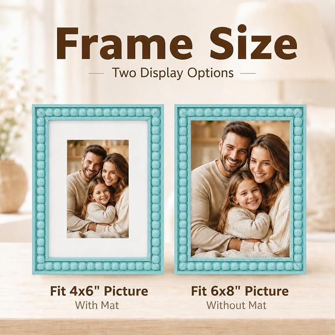 Solid Wood 6x8 Picture Frame Beaded Frame - Image 3