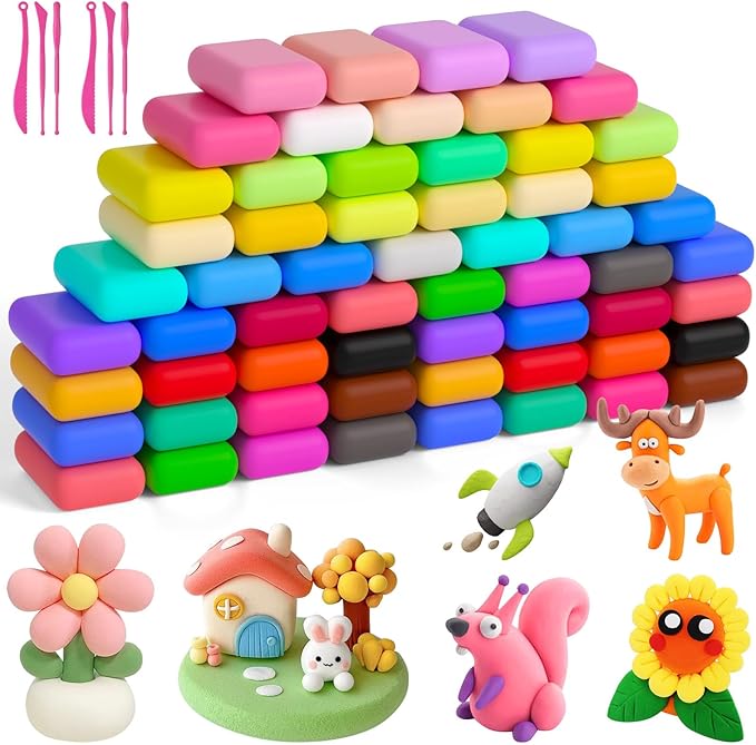 Ainiv Air Dry Clay Kit, 60 Colors DIY Model Magic Clay by Ainiv