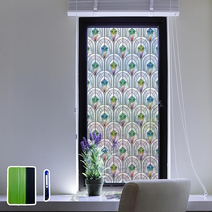 3D Vintage Stained Glass Window Film by ChicSkin