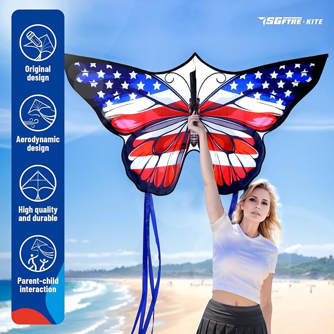 SGftre American Flag Butterfly Kite - Image 5