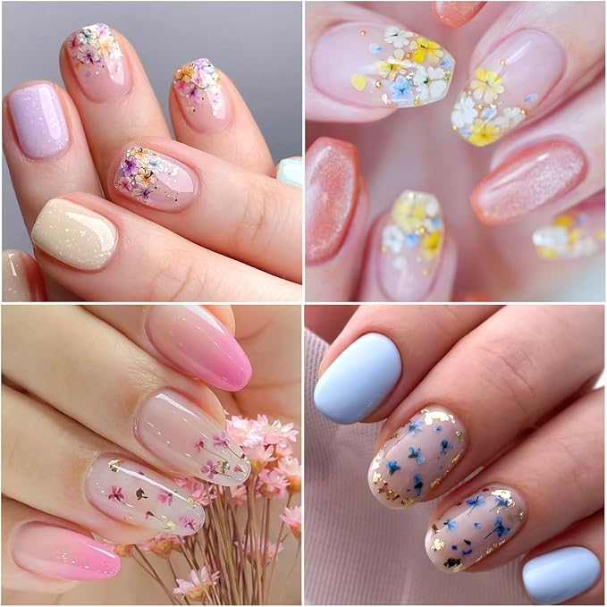 4 Boxes 3D Dried Flowers for Nails, Mini Dried Flowers Nail Stickers Decals | - Image 6