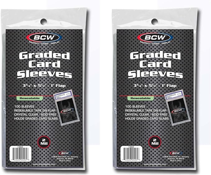 BCW Resealable Graded Card Sleeves | 200 Pack | Universal Fit by BCW