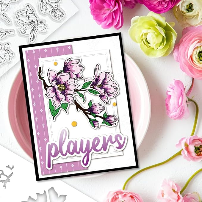 Flowers Clear Stamps and Dies for Card Making Layering Coloring Stencil Set - Image 7