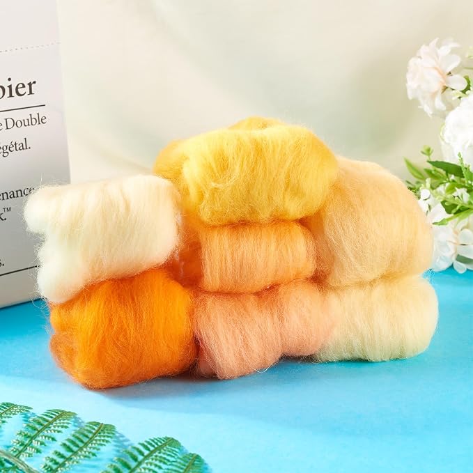 FASHEWELRY 1.2 OZ Wool Felting Kit 7 Set 7 Colors Orange Theme Needle Felting - Image 2