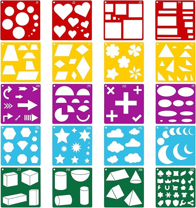Peohud 40 Pieces Geometric Shaped Stencils, Simple Drawing Chalk Stencils - Image 5