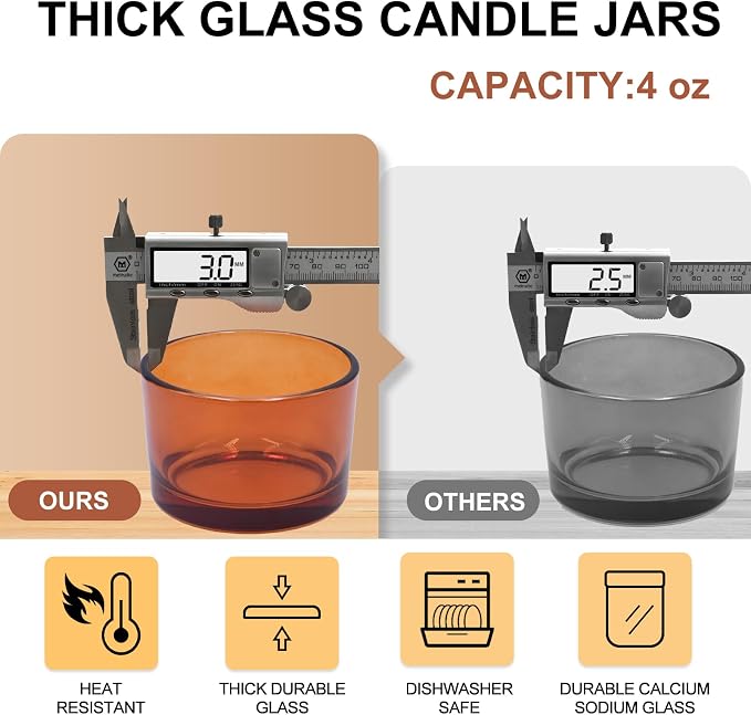 SHOWIN Thick Candle Jars for Making Candles 16 Pcs, 4 OZ Empty Jars - Image 2