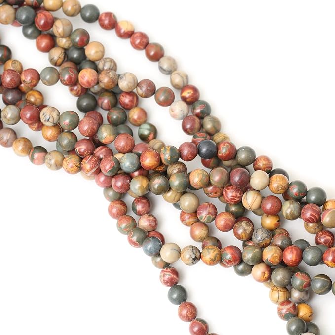 45PCS 8mm Natural Picasso Jasper Gemstone Round Loose Beads - Image 4