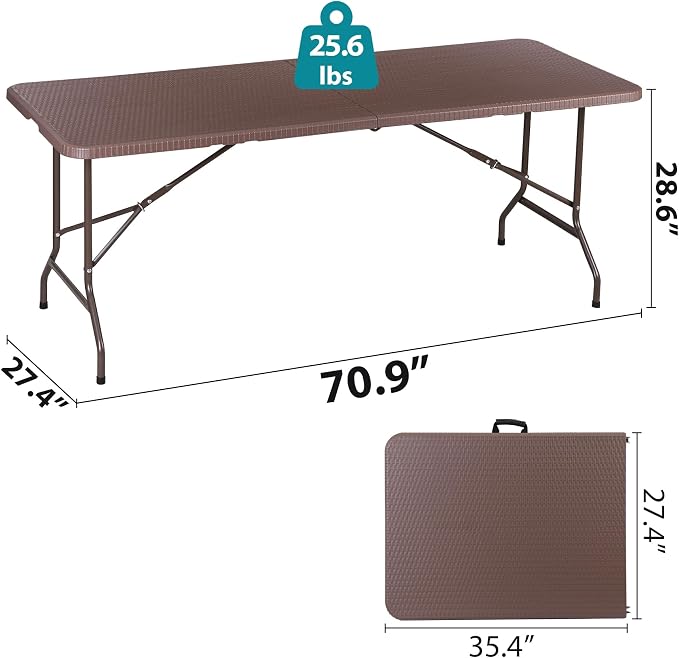 SUPER DEAL 6FT Folding Table for Indoor Outdoor, Portable Heavy Duty - Image 3