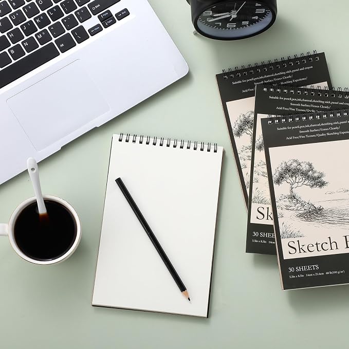 Jexine 60 Pcs 5.5'' x 8.5'' Top Spiral Bound Sketch Book 30 Sheet Each - Image 6