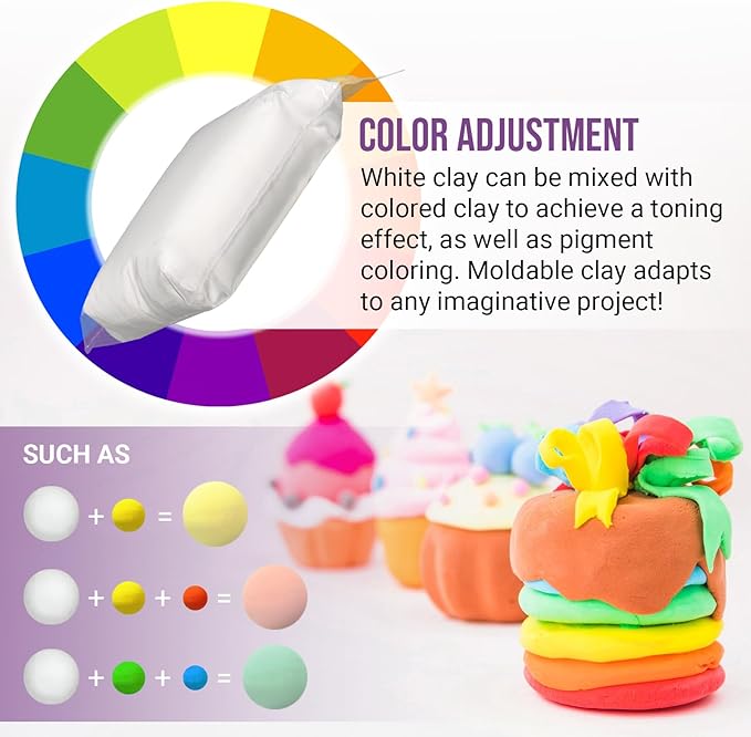 CALPALMY Air Dry Foam Clay, 360g White Moldable Soft Clay - Image 5