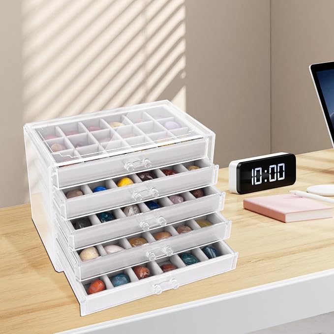 Rock Display Case, Rock Collection Box, 90 Grid Rock Collection Display Case - Image 6