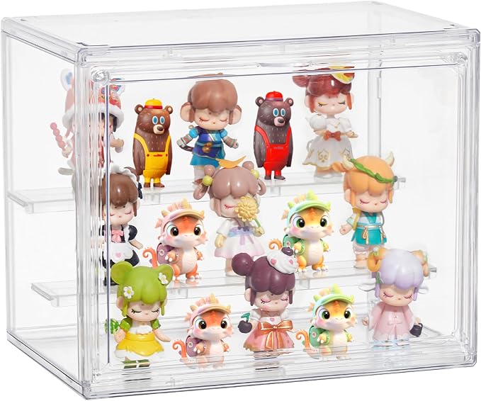 Acrylic Display Case, 3 Layer Clear Display Case Adjustable Display Box Stand by Attelite