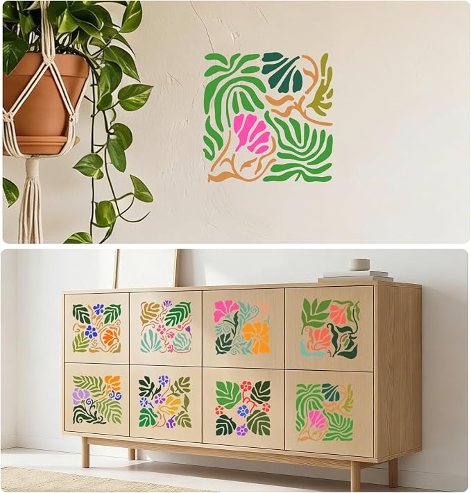 9pcs Minimalist Leaf Stencil for Painting Artistic Flower Painting Crafts - Image 7