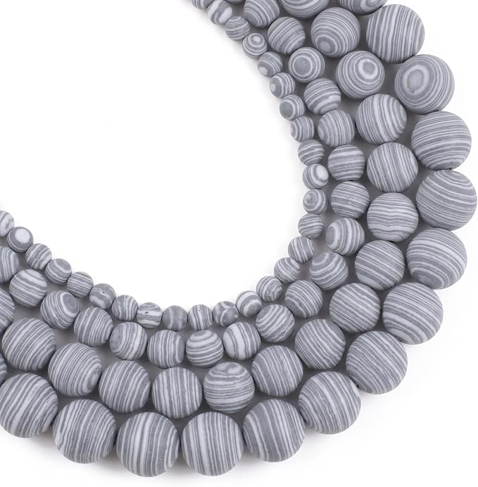 36pcs Natural Matte Black and White Malachite Zebra Gemstone Beads，10mm Frosted by Yochus