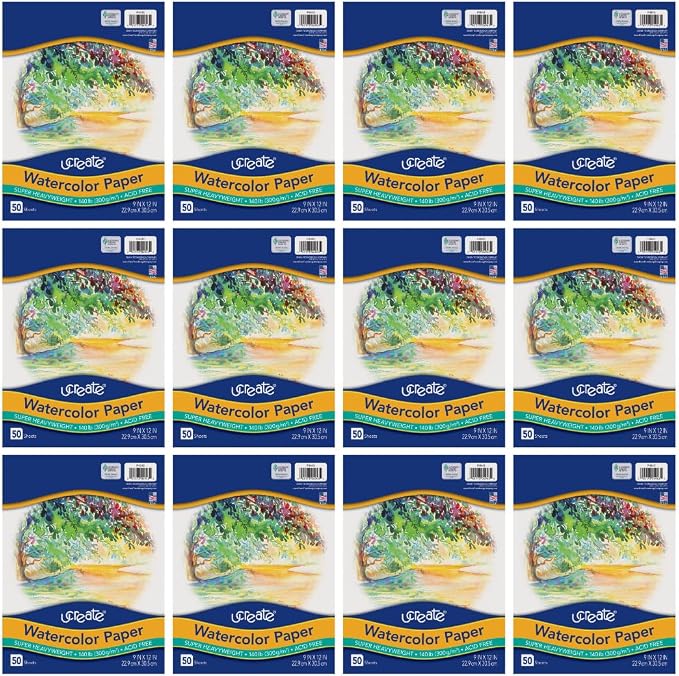 UCREATE 140 lb. Watercolor Paper, 50 Sheets/Pack, 12 Packs | Super Heavyweight by CreativityStreet%C2%AE