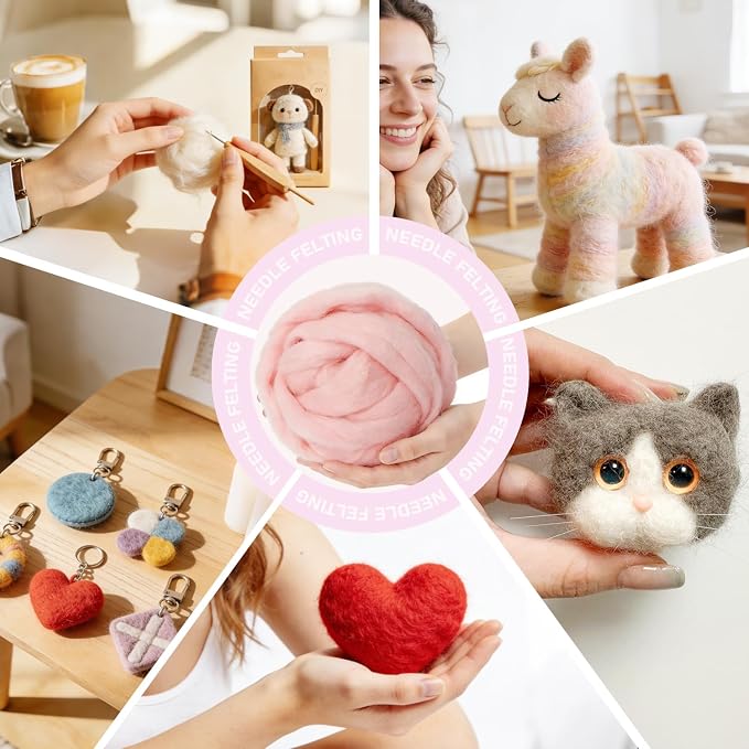 Wool Roving Light Pink, 3.4oz Needle Felting Wool, Perfect Felting Wool - Image 5