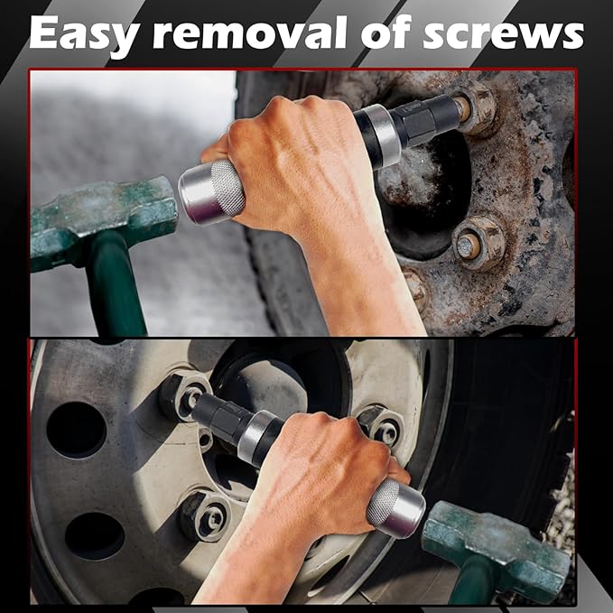 3/8" Manual Hand Impact Driver Set Extractor-14 PCS Impact Screwdriver S2 Steel, with 8Pcs Sockets, 4Pcs Driver Bits Manual Reversible Impact Driver Set