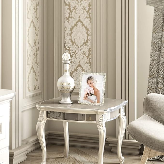 DIKAR 8x10 Wedding Picture Frame, Pearls Diamond Picture Frame - Image 5