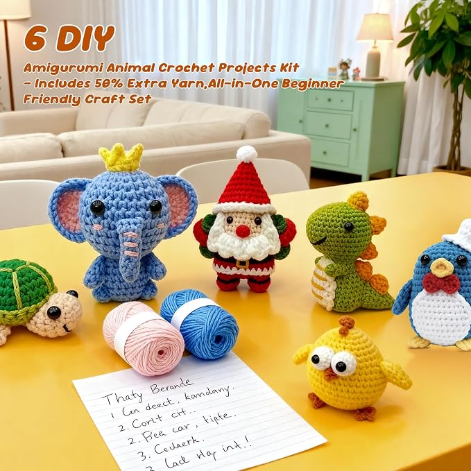 LIVIKEY 6Pcs Crochet Kit for Beginners Easy Arts and Crafts Set for Adults & - Image 2