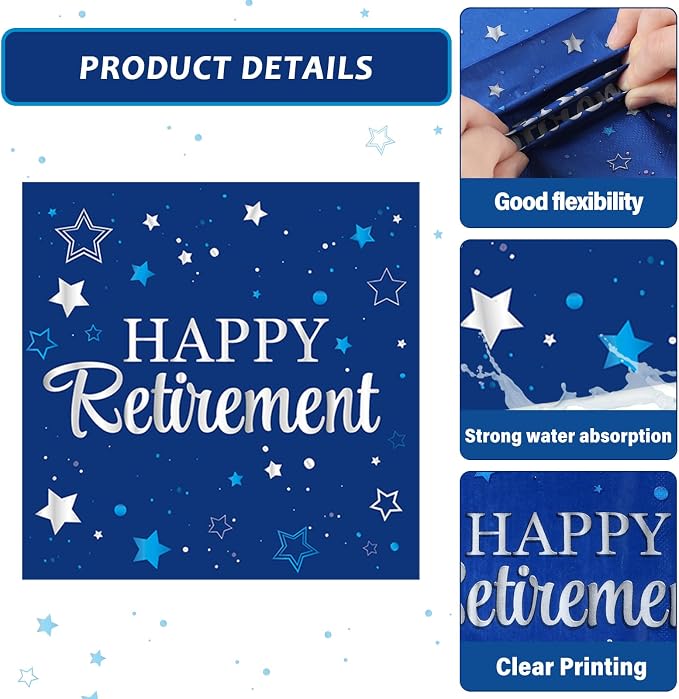 Qyeahkj 48Pcs Happy Retirement Paper Plates and Napkins Retirement Party - Image 4