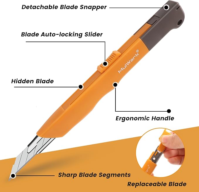 Mulwark 11PC Box Cutter Retractable Utility Knife Set - Image 3