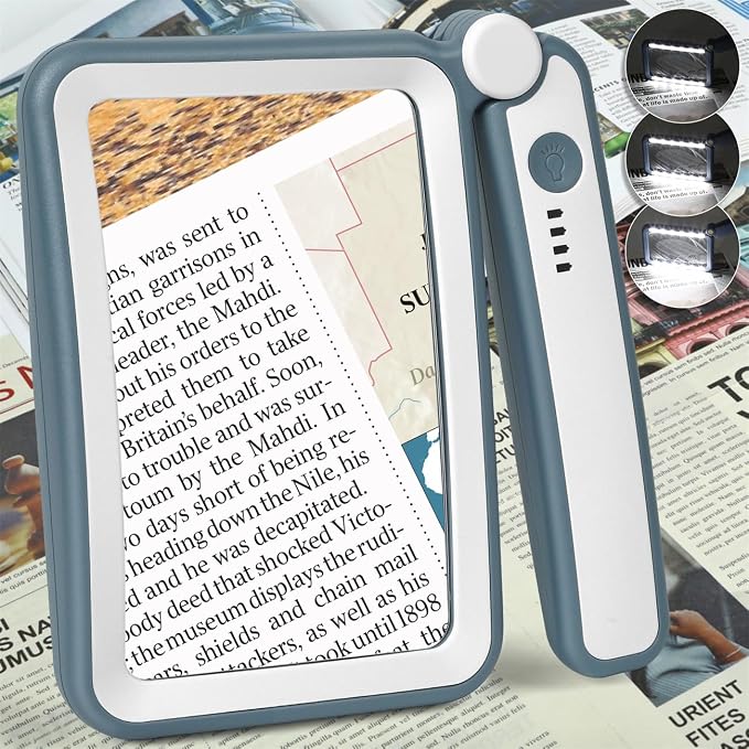 Magnifying Glass for Reading, Rechargeable 5X Large Page Magnifier by AKKYCVS