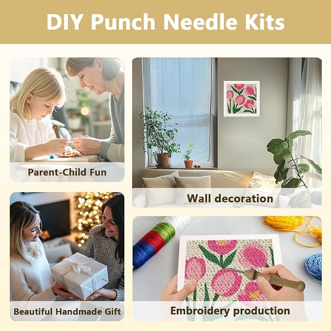 Doodlream Tulips DIY Punch Needle Embroidery Kit - Image 4