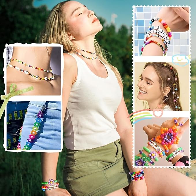 1150+ Pcs Pony Beads Bulk Kit, 18 Colors Kandi Beads - Image 6