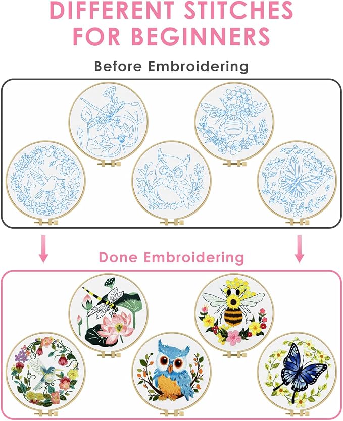 TINDTOP Embroidery Kit for Beginners Adult, Honeybee Embroidery Kit | Include - Image 3