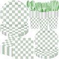 Pickmesh 400 Pcs Sage Green and White Checkered Party Decorations Set Light by Pickmesh