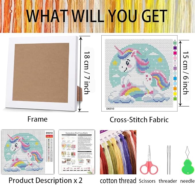 Cross Stitch Kits for Beginners, Colorful Animals Stamped Cross Stitch for - Image 3