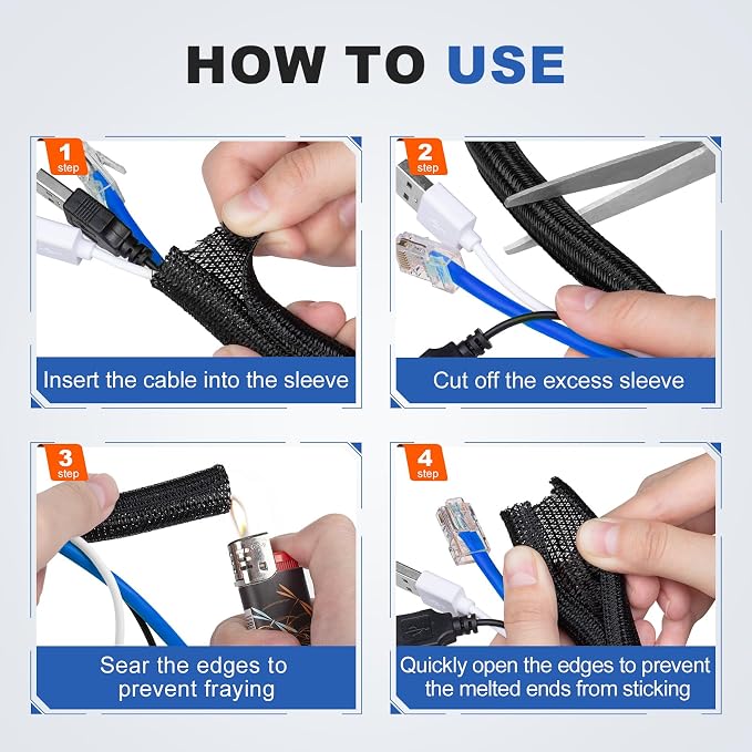 1-1/2” Cable Management Loom Wrap Sleeve Cord Wire Hider Organizer Covers | - Image 5