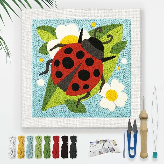 DOODLREAM Ladybug DIY Punch Needle Embroidery Kit by Doodlream