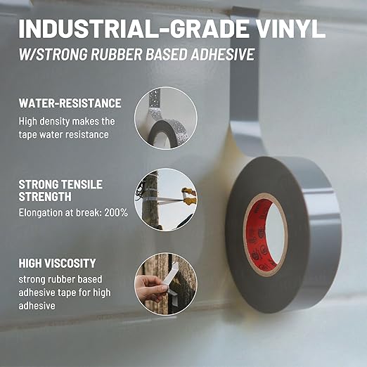 RED WOLF 10 Pack Colored Electrical Tape 3/4 Inch x 66 Ft Industrial Grade UL/CSA Listed 7 Mil Thick Flame Retardant High Temp Waterproof Electrical PVC Tape Electric Super Vinyl Rated 600V