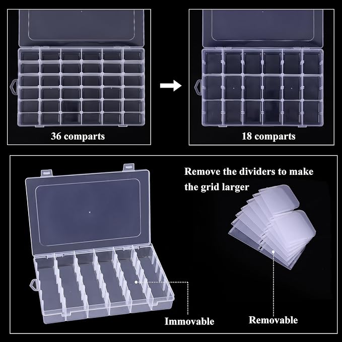 OUTUXED 4 Pack 36 Grids Plastic Bead Organizer Box - Image 4