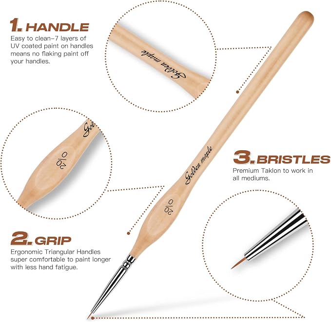 Golden Maple Miniature Paint Brushes, Fine Detailing - Image 3
