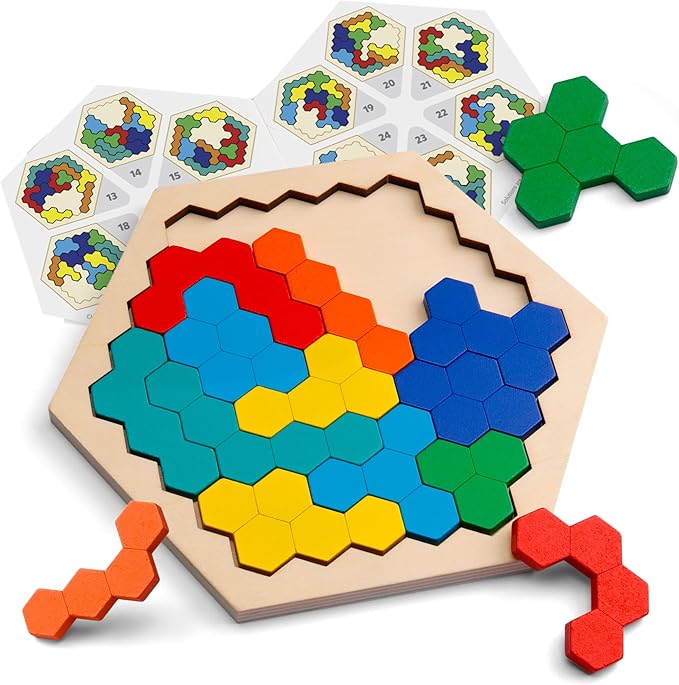 Coogam Wooden Hexagon Puzzle for Kid Adults by Coogam