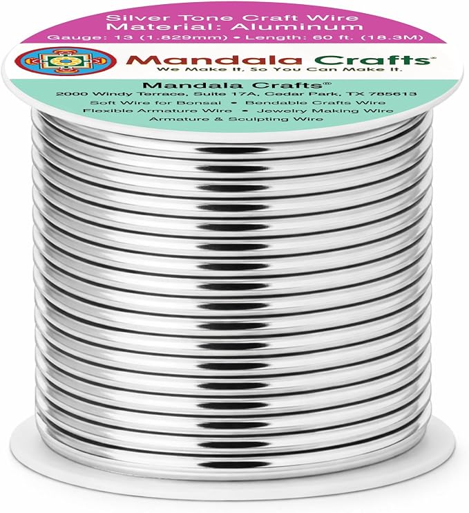 Mandala Crafts 13 Gauge Silver Tone Anodized Aluminum Craft Wire, 60 FT | - Image 2