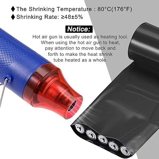 MECCANIXITY Battery Wrap PVC Heat Shrink Tubing 26mm Dia 43mm Flat 20 Feet(6meters) Black Good Insulation for Battery Pack