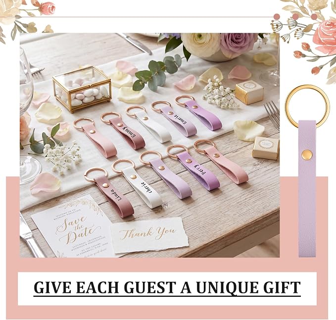 Wavyknot 50 Pcs PU Leather Keychain Blanks Bulk Laser Engraving Blanks Keychain - Image 5