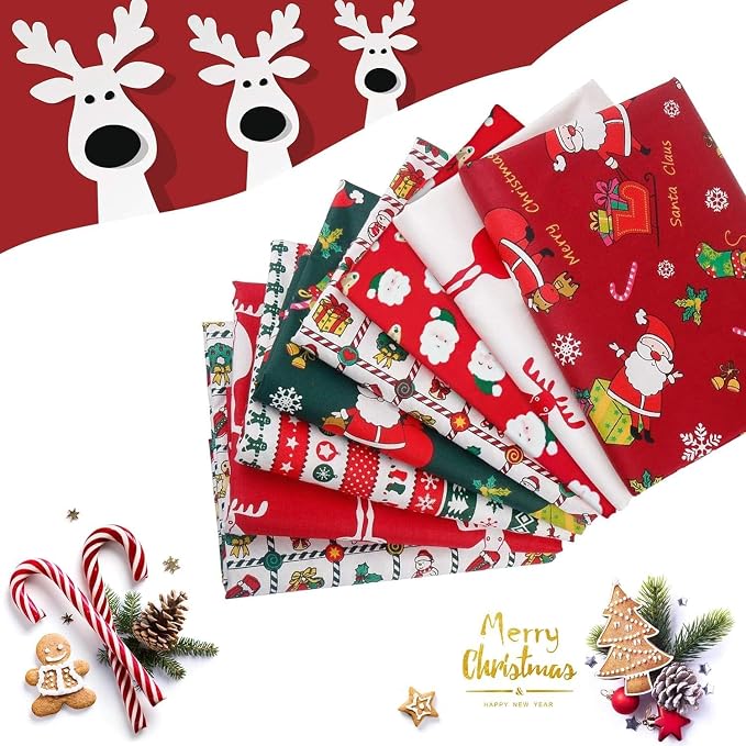 Aubliss 8pcs Fat Quarter Fabric Bundles Quilting Cotton Craft Fabric Pre-Cut - Image 5