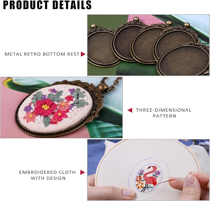 ZOCONE 6 Packs Embroidery Necklace Kit, Embroidery Pendant Kit Mini Cross - Image 4