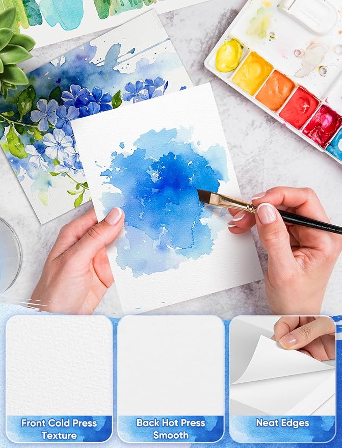 82 Sheets Watercolor Paper Bulk 9"x12", 110lb/230gsm Cold Press Thick Water - Image 4