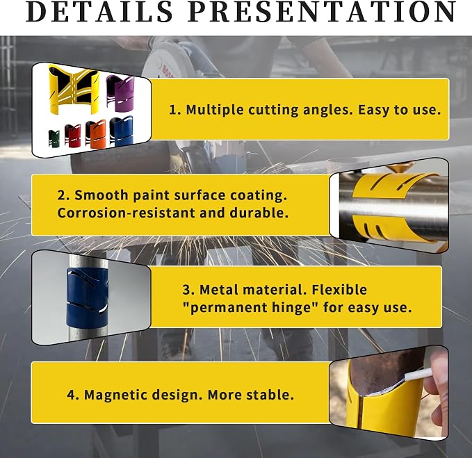 6Pcs Magnetic Metal Pipe Cutting Guide Kit, Pipe Cutting Tool 1-5/8" 1-7/8" - Image 4