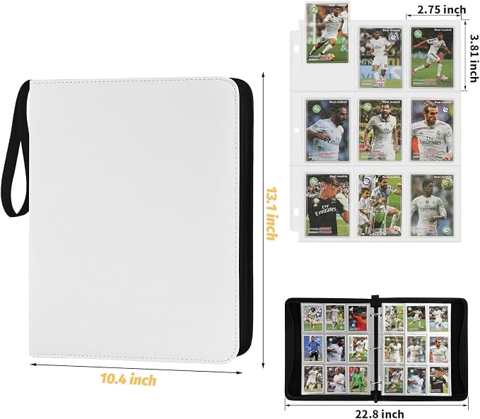 GERMUN 3 Ring 9 Pocket Zipper Card Binder, 720 Double Sided Standard PU Trading - Image 2