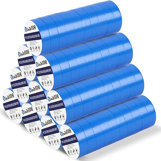 100 Rolls Blue Electrical Tape Bulk 3/4 Inch x 66ft, Waterproof Vinyl Electric Tape High Temp Insulation Tape for Electrical Protection Home Outdoor Electric Insulating Wire Wrapping