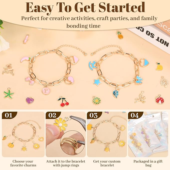 Jupwalz 478 Pcs Gold Charm Bracelet Making Kit - Image 5